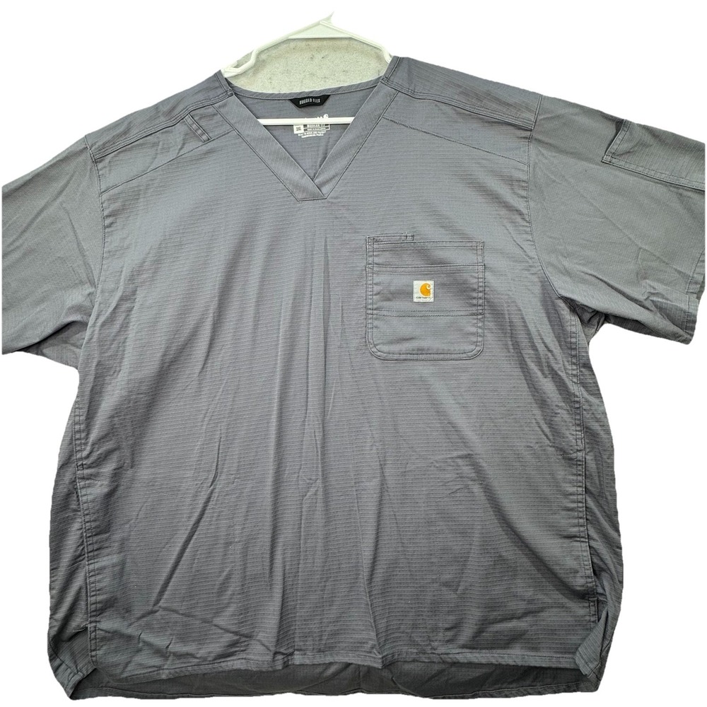 Carhartt Men's Ripstop Scrub Work Top 3XL Grey V Neck C16418 Rugged Flex Nurse